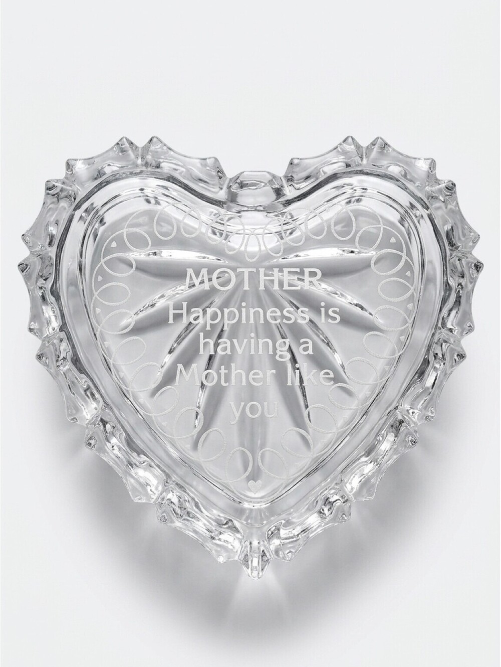 Mother Heart Shaped Clear Glass Trinket Jewelry Box 3" Sentimental Gift